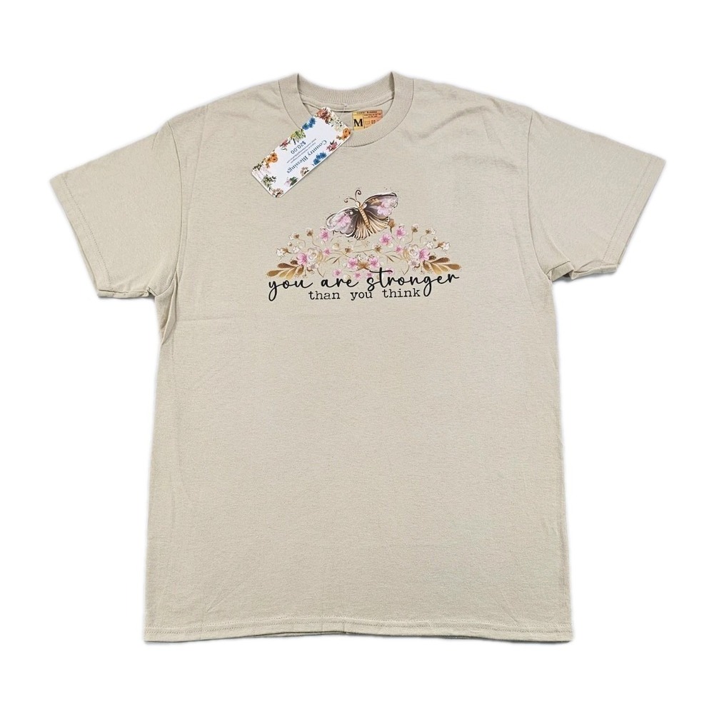 You Are Stronger Than You Think Butterfly Flowers‎ Women's Med T Shirt Inspiring